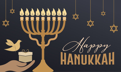 Happy Hanukkah Festival Banner | Jewish Holiday Celebration Vector Illustration