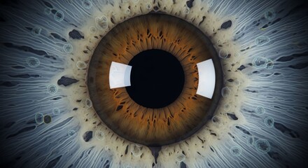 Obraz premium Close-up of Human Eye with Brown Iris and Reflection in Pupil for Medical or Eye Care Content