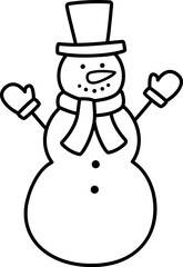 Outline vector of Christmas snowman.
Transparent background. SVG.