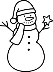 Outline vector of Christmas snowman.
Transparent background. SVG.