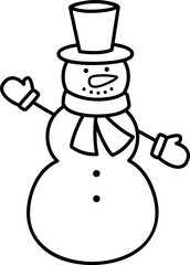 Outline vector of Christmas snowman.
Transparent background. SVG.