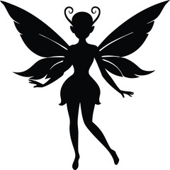 Elegant fairy silhouette with wings