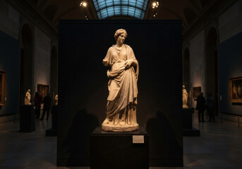 Fototapeta premium An image depicting a scene of medieval European sculptures displayed in an art museum