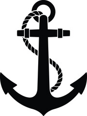 sailing anchor with curved flukes and attached rope loop silhouette © Saruf