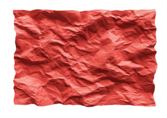 Crumpled, textured red paper isolated on black background