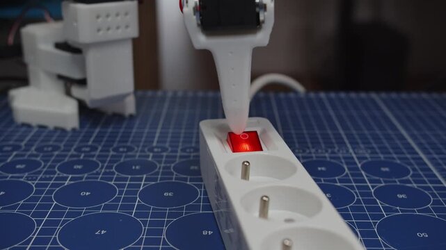 Robotic arm disabling power with a glowing switch