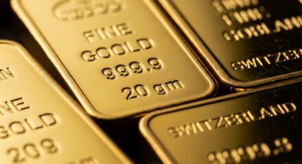 Macro Close-up of Fine Gold Bullion Bars