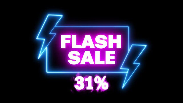 4k Flat Mega sale motion graphic Promo banner video on transparent alpha background. 31% percent discount advertisement concept