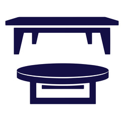 Vector illustration of two simple furniture designs coffee table and rectangular table