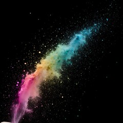 Abstract macro shot of colored powder mixing in air