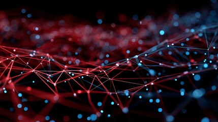 Dynamic digital network abstract with glowing nodes and connections representing global data flow and futuristic technology.