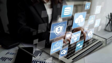 Cloud computing, cloud strategy, and cloud technology transforming digital infrastructure with...