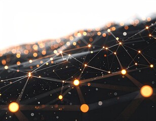 Golden network of dots connected by glowing lines