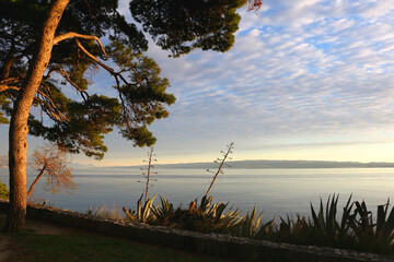 Beautiful sunset over the sea in Split, Croatia. © jelena990