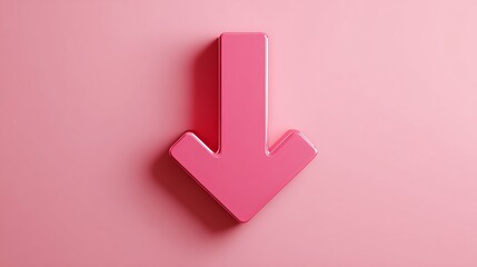 Vibrant pink arrow pointing down against a soft pink backdrop, symbolizing direction, decline, or a call to action for modern design projects.