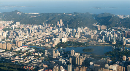 Obraz premium Aerial view of island city scape