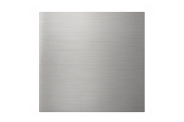 Brushed metal plate texture with parallel lines, industrial steel surface, shiny silver sheet isolated on transparent background