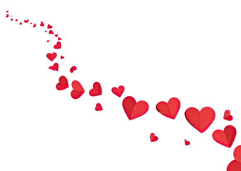 Swirling red hearts trail, love against black backdrop