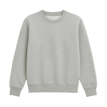 Light gray crewneck sweatshirt for men isolated on transparent background