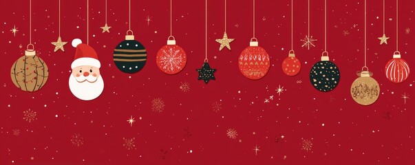 christmas hanging decoration on red background illustration