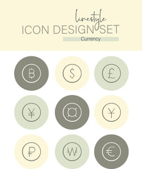 Linestyle Icon Design Set Currency