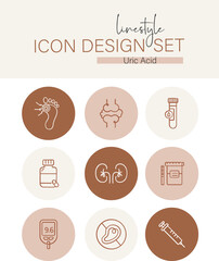 Linestyle Icon Design Set uric Acid
