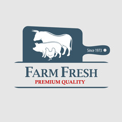 Farm Fresh Premium Meat Logo Design. Vector Illustration