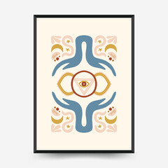 Minimal vector poster inspired by calm energy and meditation. Abstract yoga silhouette, soft lines, and natural balance. Perfect for modern wall art and mindful design.