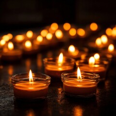 Cozy atmosphere created by flickering candles during a calm evening gathering