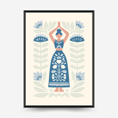 Minimal vector poster inspired by calm energy and meditation. Abstract yoga silhouette, soft lines, and natural balance. Perfect for modern wall art and mindful design.