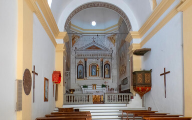Central nave of the Oratory of the Brotherhood of Souls (Oratorio della Confraternita delle Anime - 1719) - Orosei - Nuoro - Sardinia - Italy