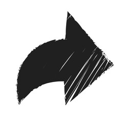 Vector cartoon illustration of a hand-drawn sketch arrow icon isolated on white background