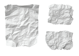 Crumpled white paper texture, with torn edges, on black