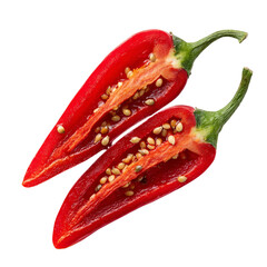 Vibrant sliced red chili pepper fiery heat seeds spice food ingredient culinary fresh