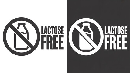 Clear lactose free dietary symbol and text for healthy food choices and product labeling