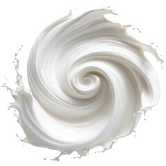 Captivating white milk splash forms elegant spiral swirl against