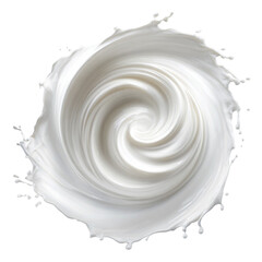 Elegant spiral milk splash captures dynamic liquid motion with swirling creamy texture