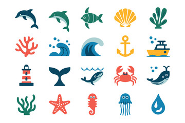 Vibrant underwater ocean and marine life scene with diverse aquatic creatures and coral reefs