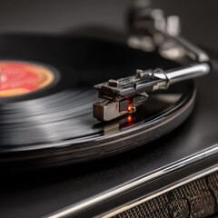 Vintage record player with vinyl record
