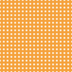 Minimal seamless pattern with cream rounded squares arranged in a grid on an amber orange background. Perfect for warm visuals, packaging, and gentle geometric design projects.