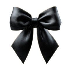 Sophisticated black leather bow on a stark black background, vector graphic
