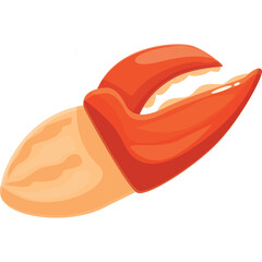 Red Crab Claw Gripping an Almond Nut Isolated on a White Background with Subtle Shadowing