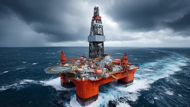 Ocean Drilling Rig: An industrial marvel, this robust drilling rig stands defiant against the elements. Its complex infrastructure, a testament to human engineering.