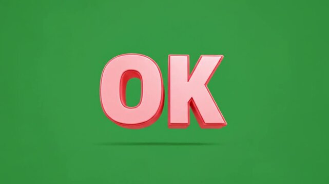 Agreeable rosy OK lettering conveying reassurance in a crisp visual affirmation against a leafy backdrop rendered in 3D