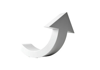 3D white arrow curving up and right