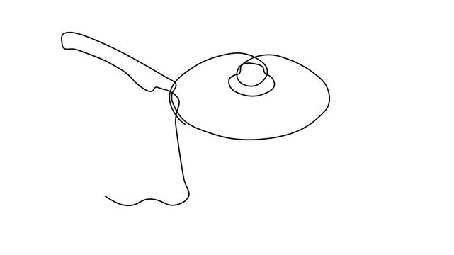 Abstract ladle,saucepan, bowl, Self drawing animation one continuous line draw, logo