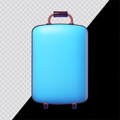 Cartoon travel suitcase. 3D render style on transparent background. For dark and bright backgrounds.