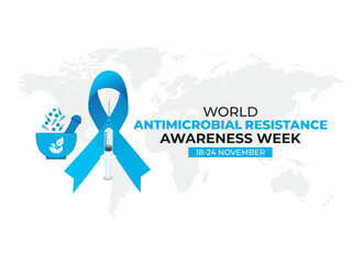 World Antimicrobial Resistance awareness week. 18-24 November. Holiday concept. Template for background with banner, poster and card. Vector illustration.