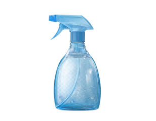  blue spray bottle with window cleaning liquid, isolated on a transparent background. 