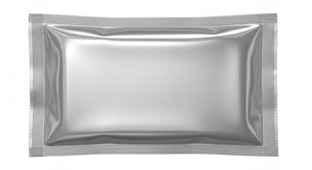 Silver foil sachet packet isolated on transparent background